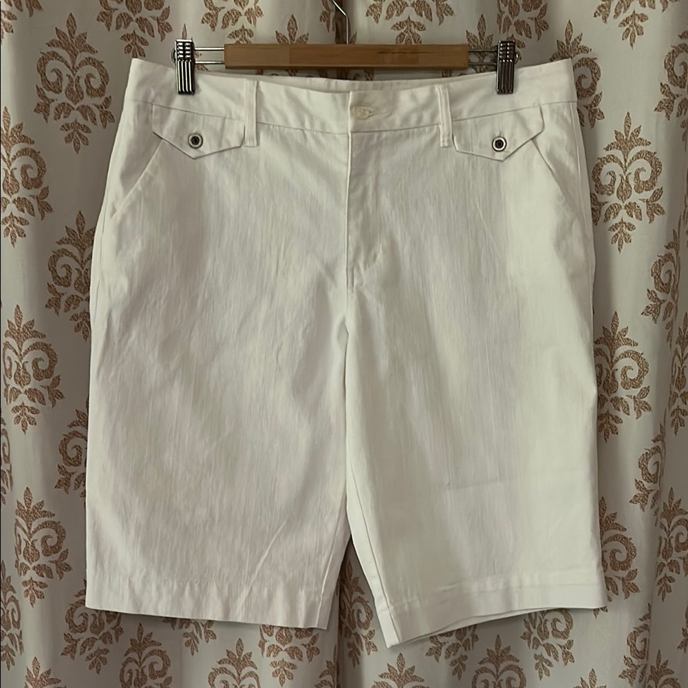 French Cuff White bermuda Shorts 12